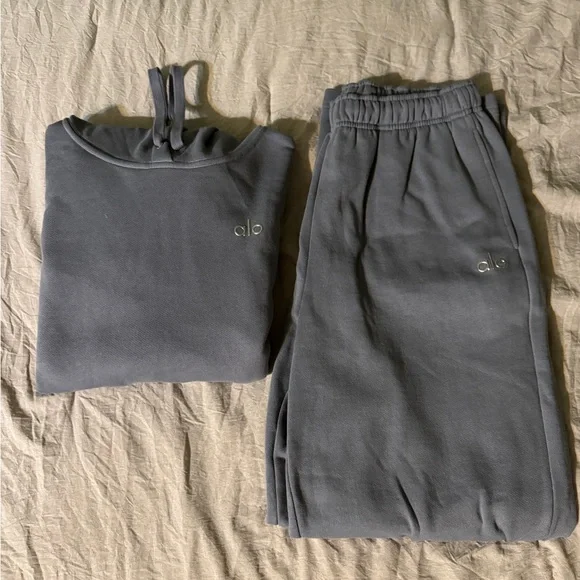 Alo Accolade Steel Grey Sweat Set - Picture 2 of 6